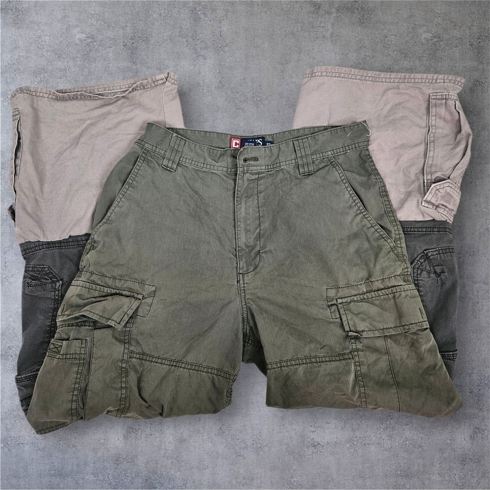Upcycled Chaps Cargo Pants Men's Size 32 Green Multi Pocket Utility Casual Work